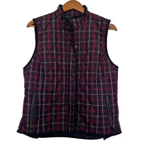Talbots Tartan Plaid Full‎ Zip Button Quilted Vest Jacket Outdoor Classic Medium